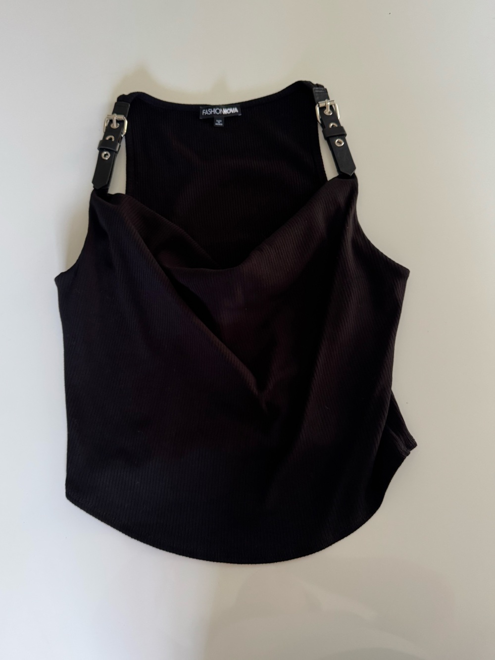 Fashion Nova Buckle Black Crop Top